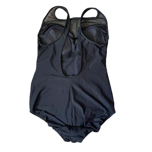 Robby Len VTG One Piece Sheer Panel Black Gold Gothic Swimsuit Size Large - Picture 2 of 6